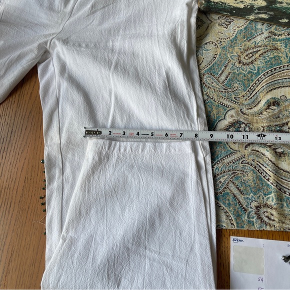 NoraCora white elastic high waist tapered lavender floral pants M - Picture 13 of 14